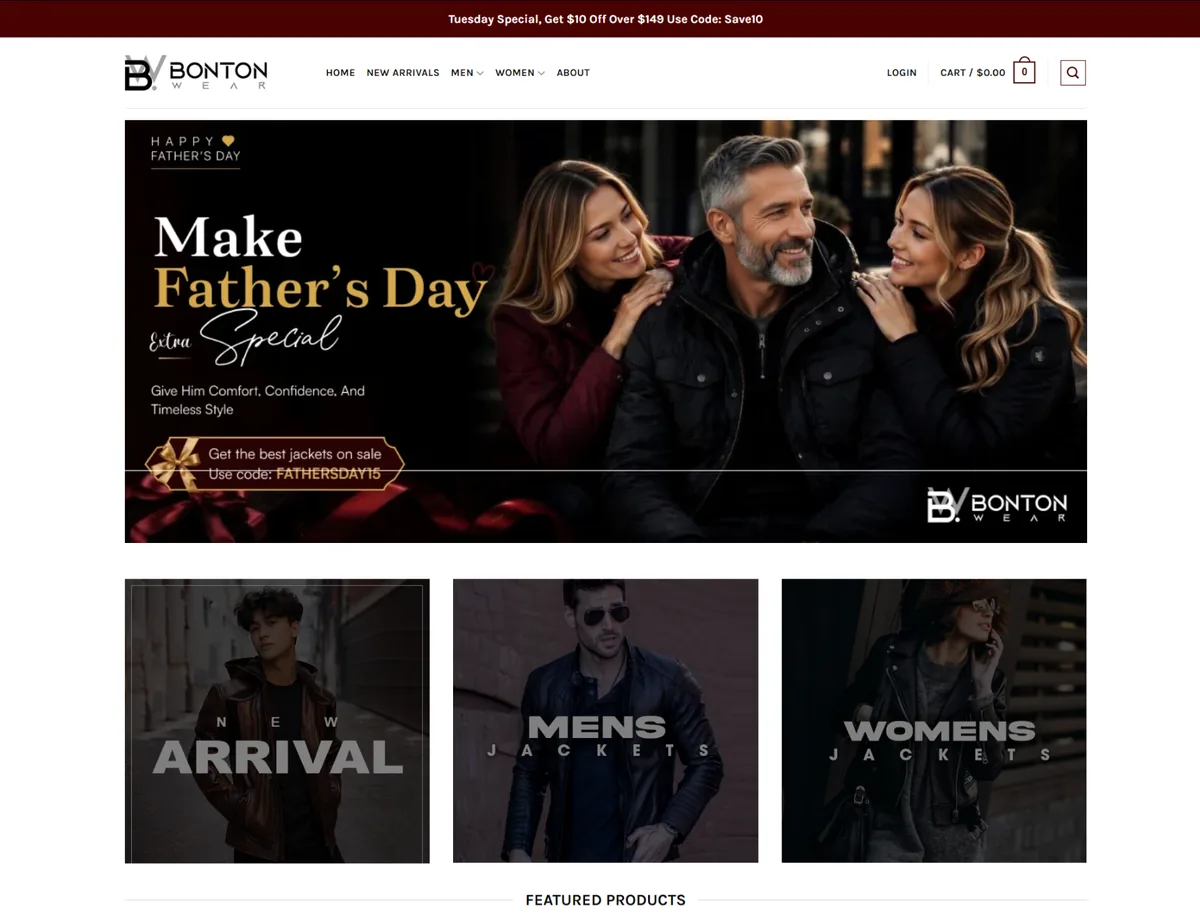 BonTonWear online store design with product catalog and secure checkout