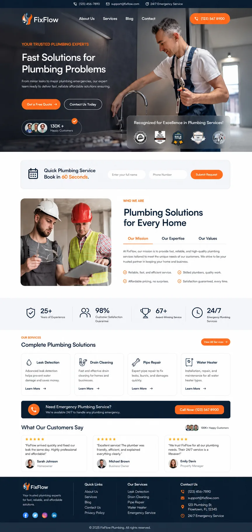 Plumber website design example
