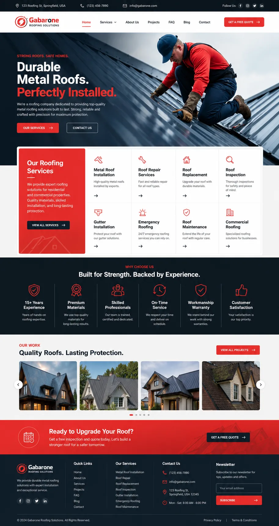 Roofing Company website design example
